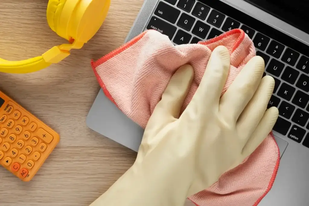 Cómo limpiar una Notebook o Macbook: 12 consejos para aumentar su vida útil y mantenerla sana y duradera - Intratecno - laptop office cleaning process microfiber