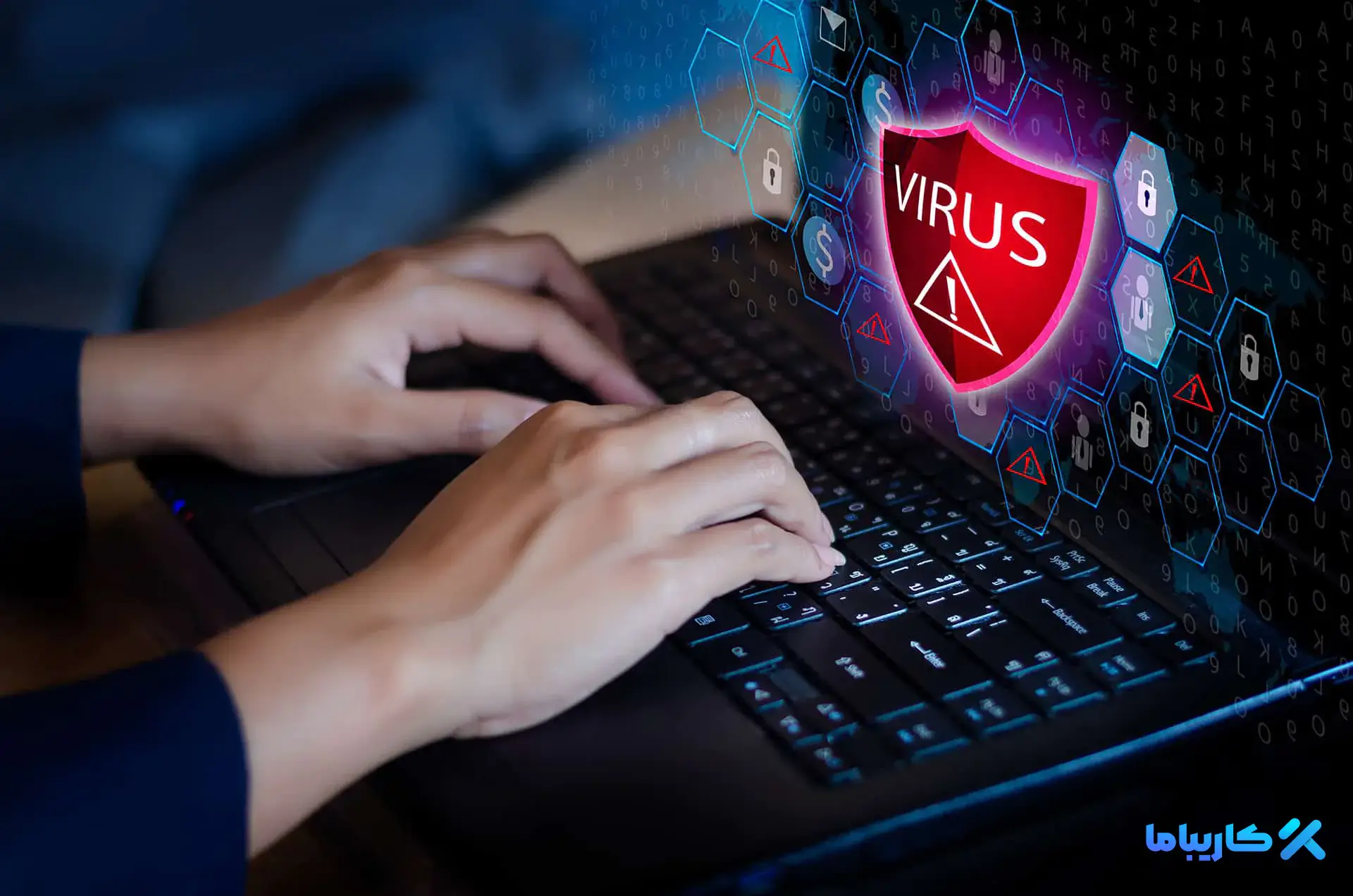 eliminación de virus y malware manos laptop computadora